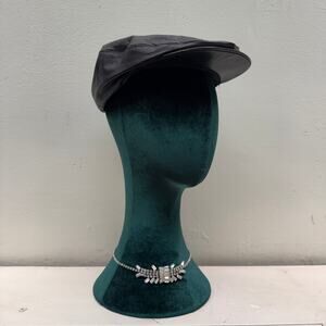 Vintage Wilsons Pelle Studio Black Leather Hat Newsboy Cabbie Goth Punk Mod